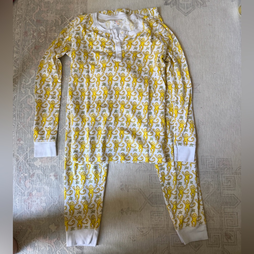 Roller Rabbit Yellow and White Monkey Pajama Set